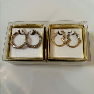 Elegant 10 kt gold plated and Silver Hoop Earrings Set